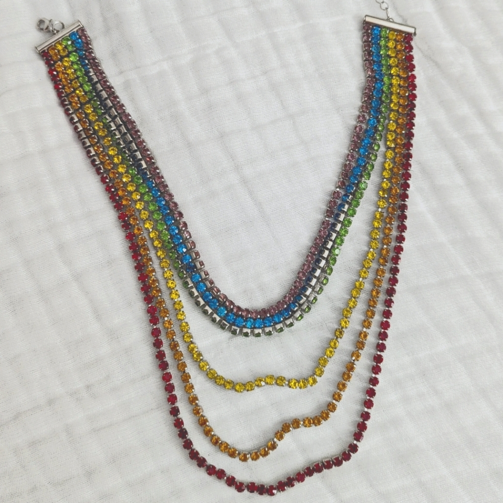 Rainbow Rhinestone Pride Choker Necklace